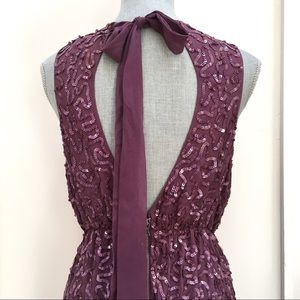 Alice + Olivia violet sequined open back dress